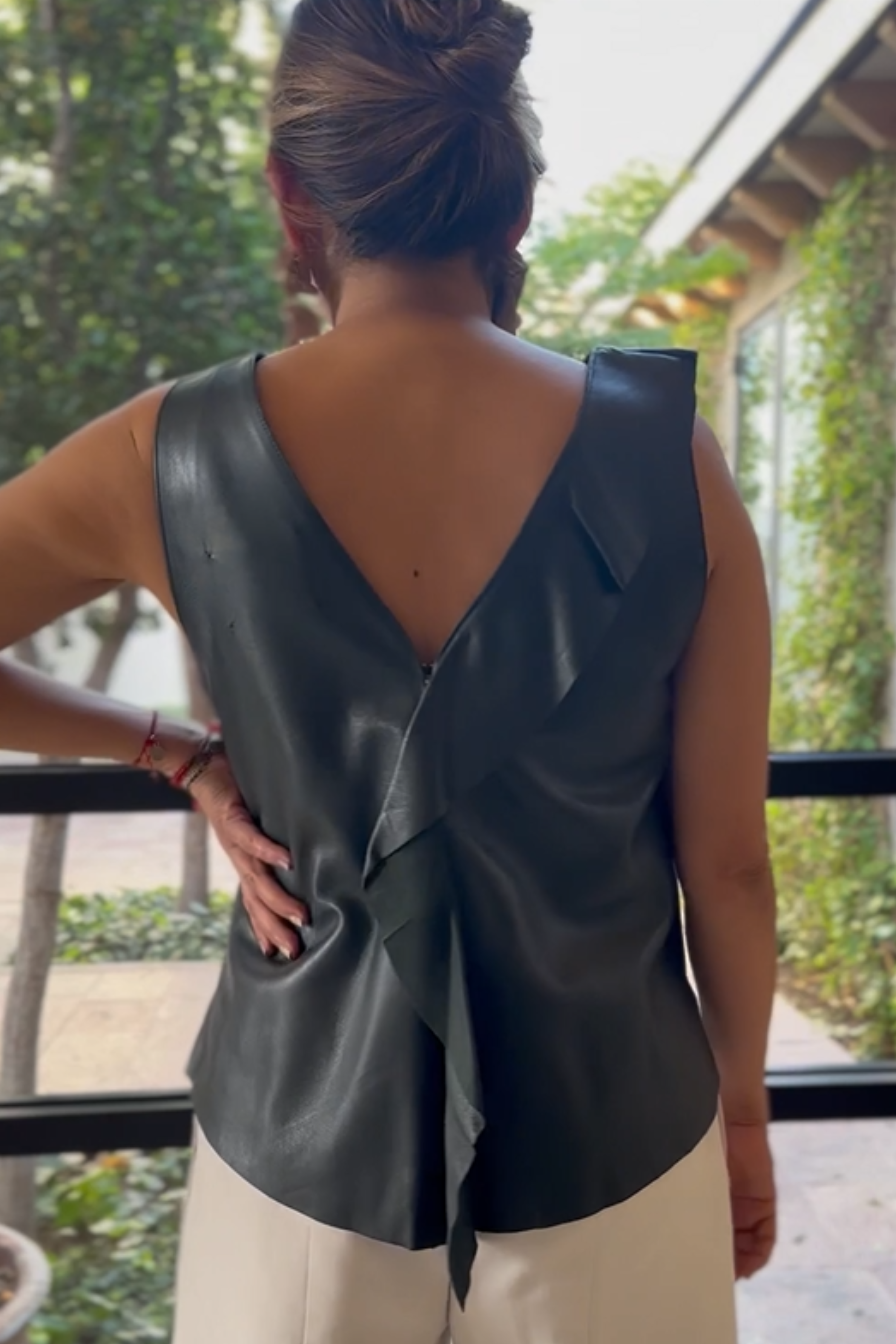 Blusa Olan Escote Verde Botella