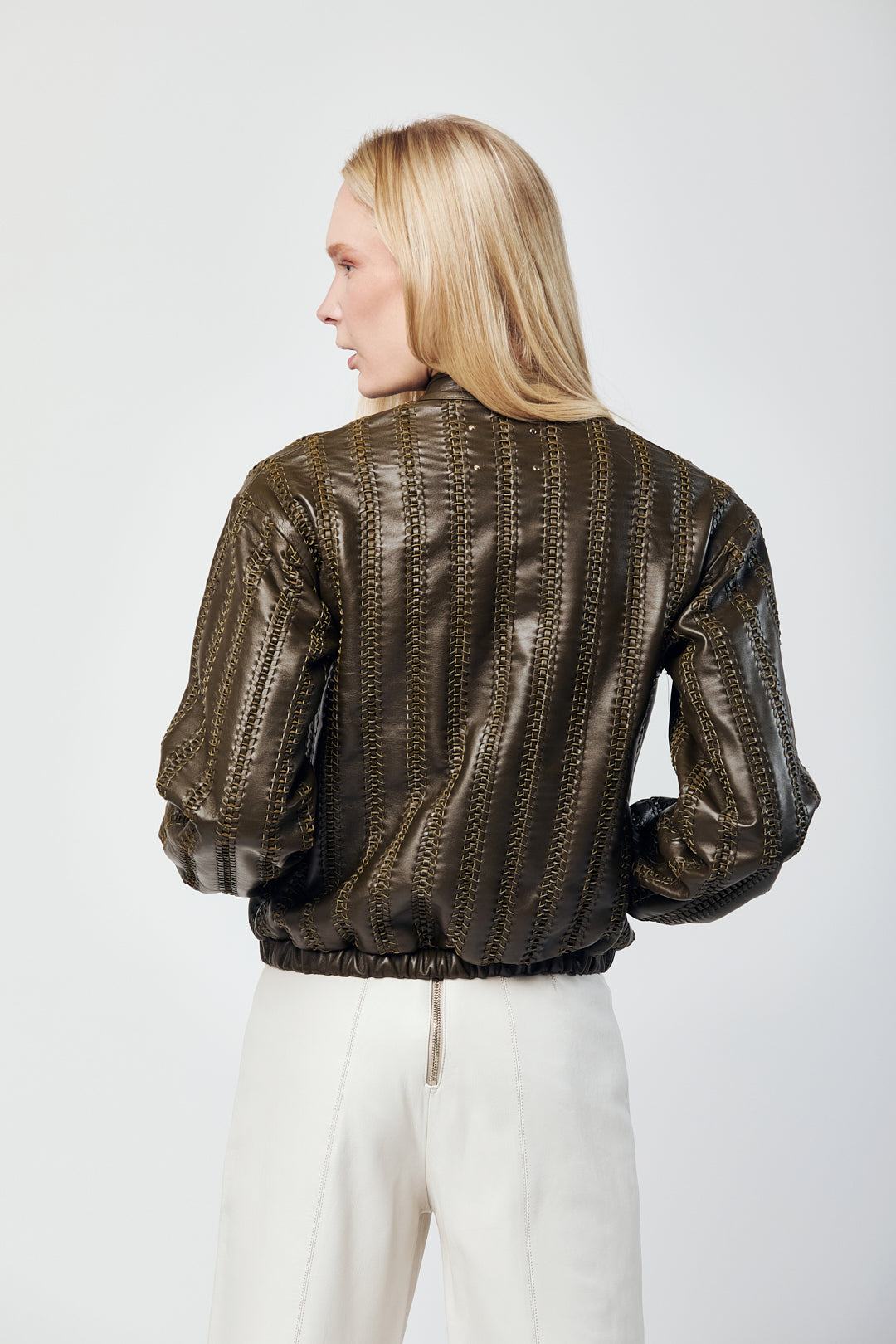 Olive Green Woven Bomber Jacket
