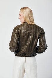 Olive Green Woven Bomber Jacket