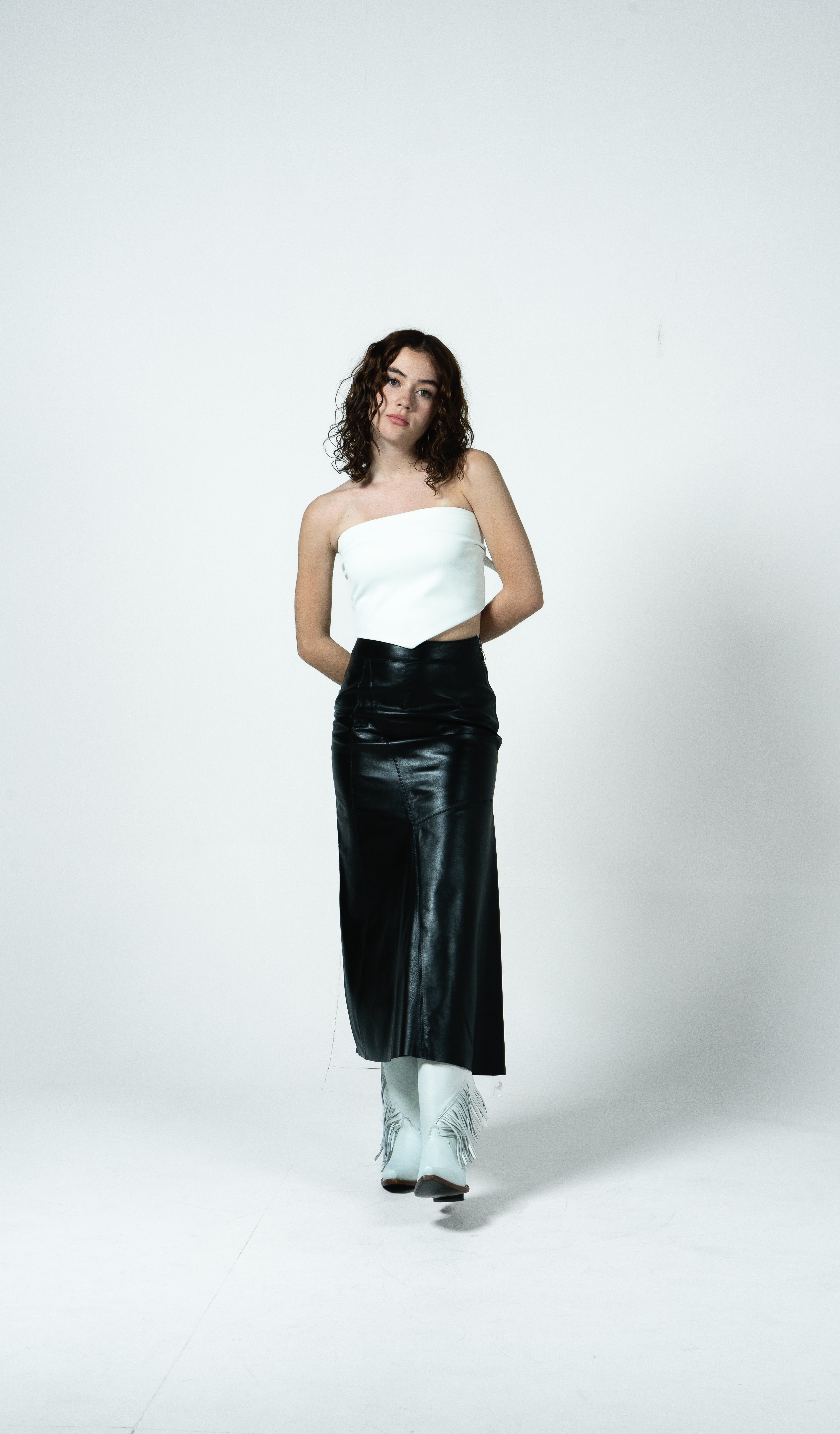 Falda Magnolia Negra Lustrado