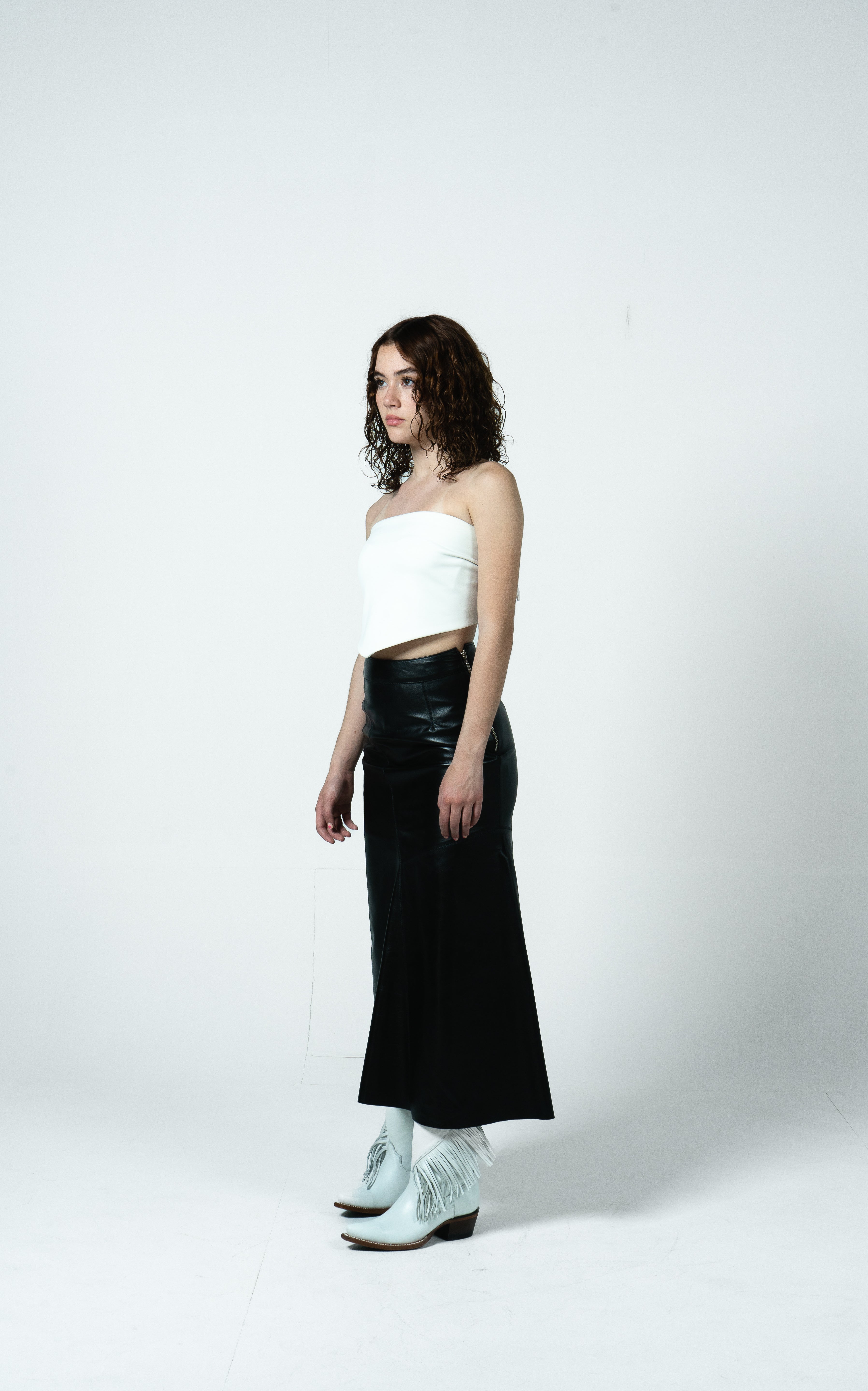 Falda Magnolia Negra Lustrado