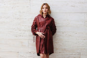 Vestido Camisero Corto Granate Barelo