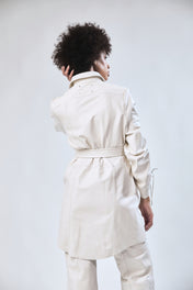 Vestido Camisero Corto Perla Blanco