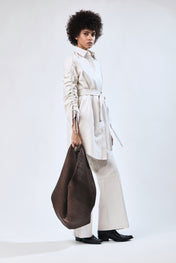 Vestido Camisero Corto Perla Blanco
