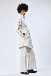 Vestido Camisero Corto Perla Blanco