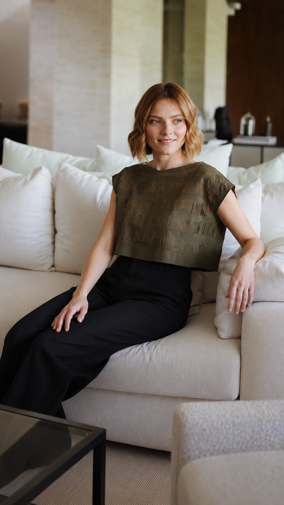 Sand Suede Cut Blouse