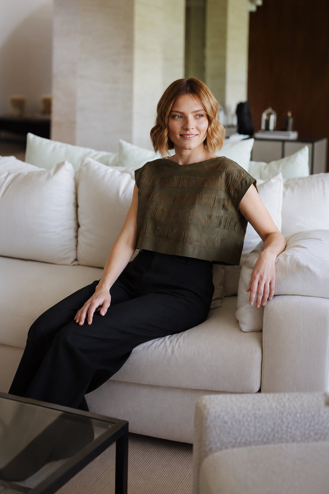 Sand Suede Cut Blouse