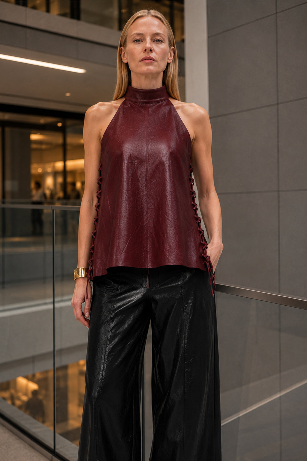 Blusa Lino Granate Barelo