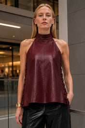 Blusa Lino Granate Barelo