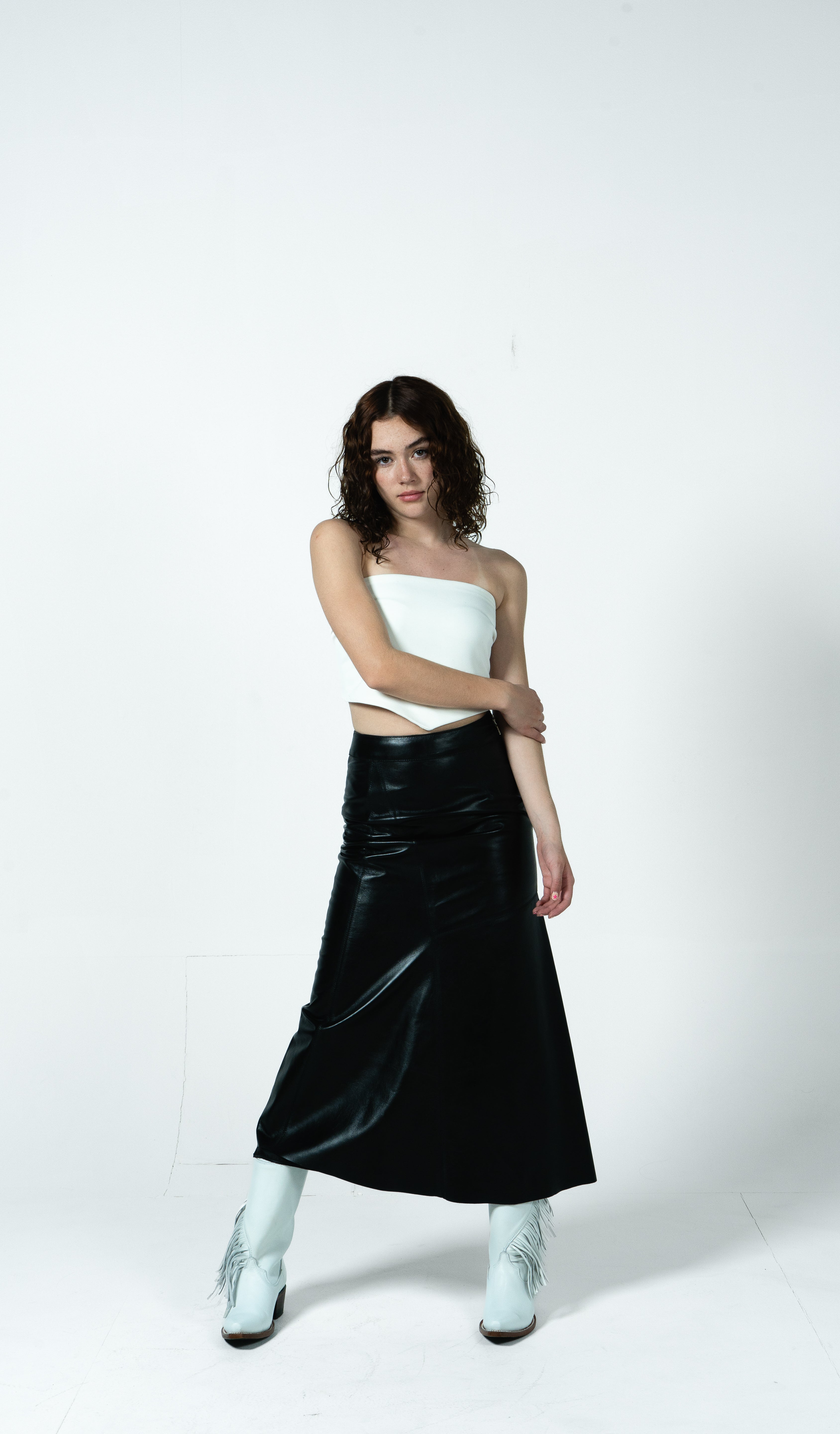 Falda Magnolia Negra Lustrado