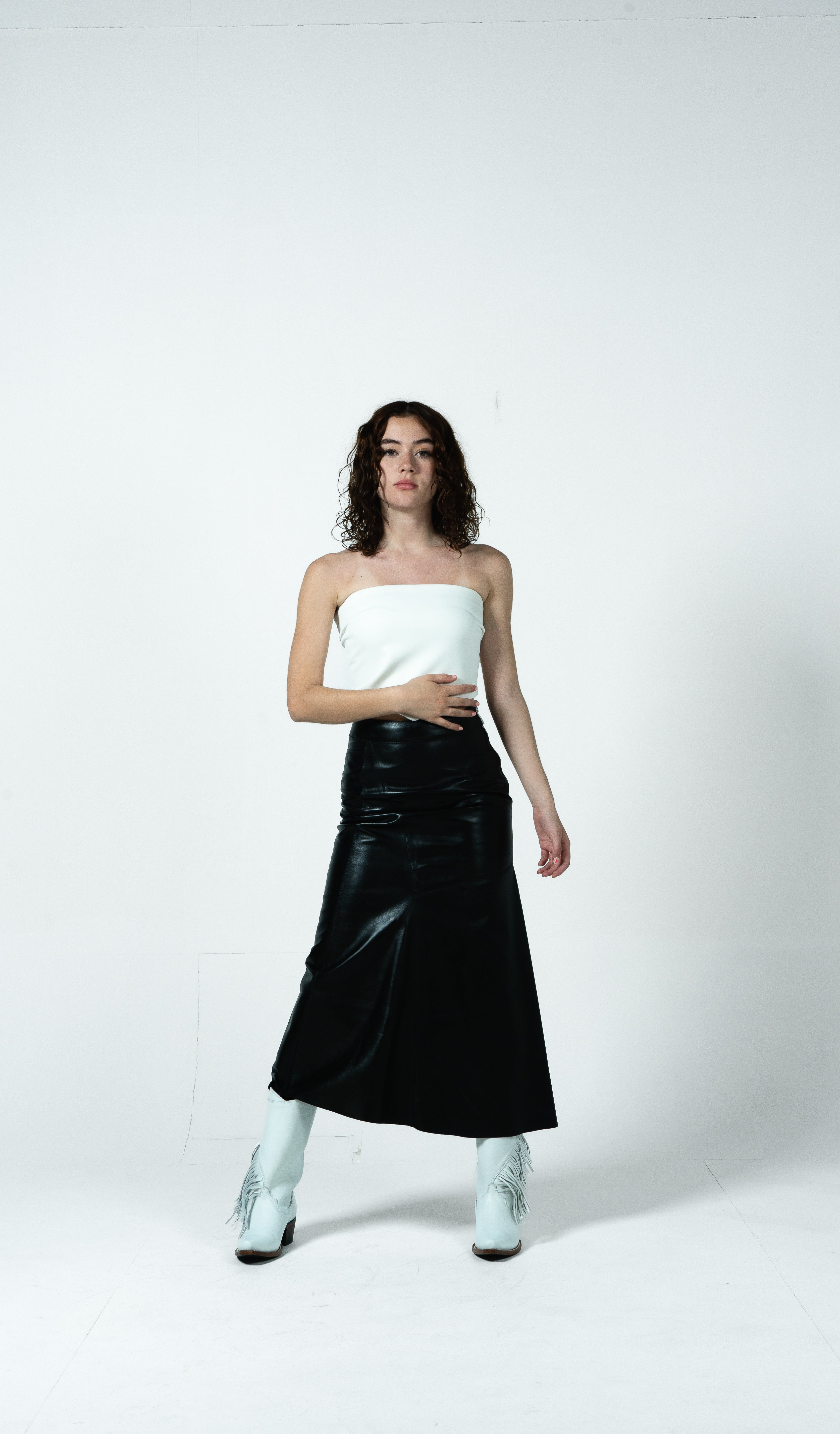 Falda Magnolia Negra Lustrado