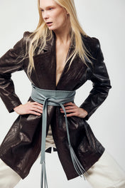 Unisex Roberta Lapel Jacket Dark Brown Barelo