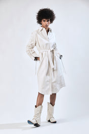 Vestido Camisero Largo Perla Blanco Atrio piel