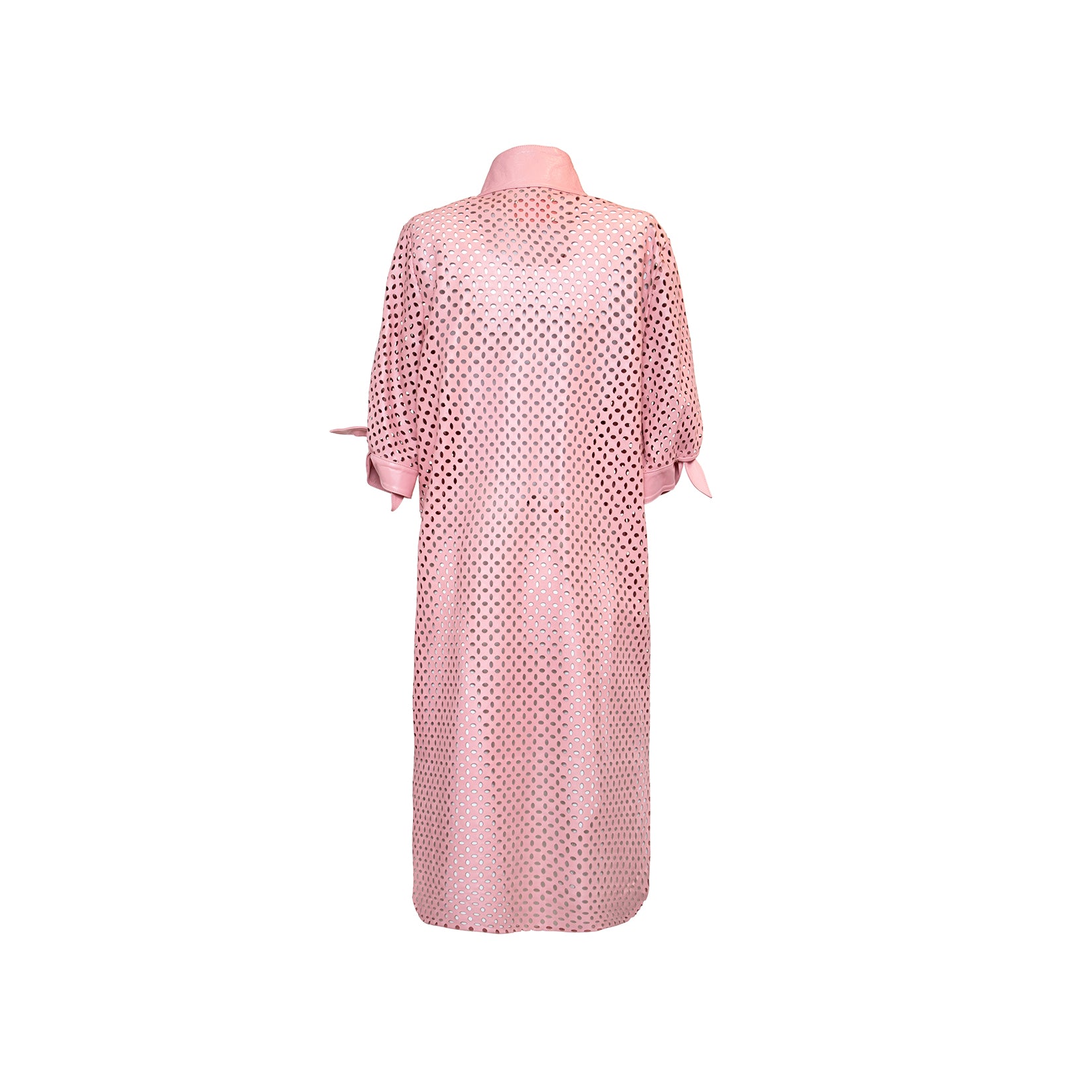 Vestido Carolina rosa perforado piel atrio 1
