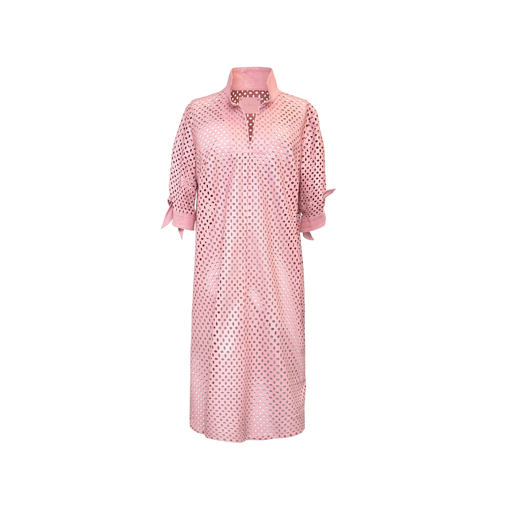 Vestido Carolina rosa perforado piel atrio 2