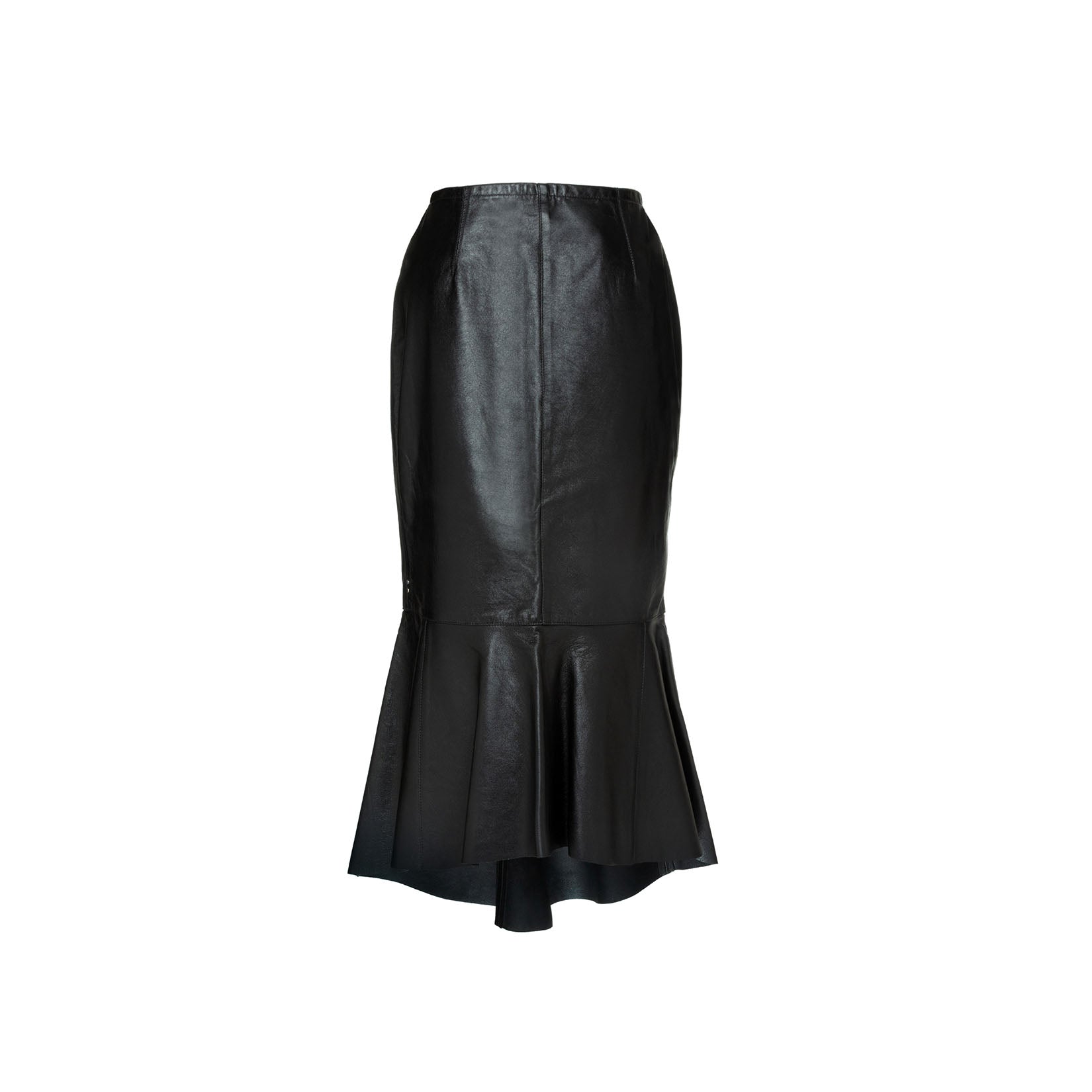 Black Glossy Pencil Skirt