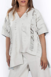 Blusa Vero Cortes Perla Blanco M